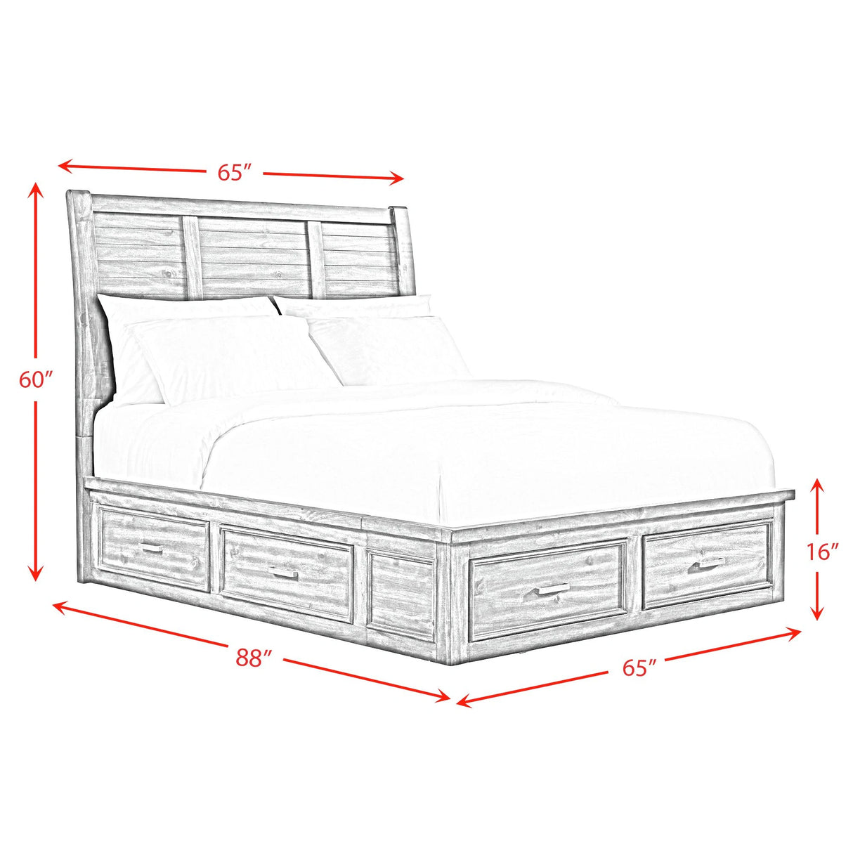 Sullivan Storage Bedroom Set with 2 Nightstands