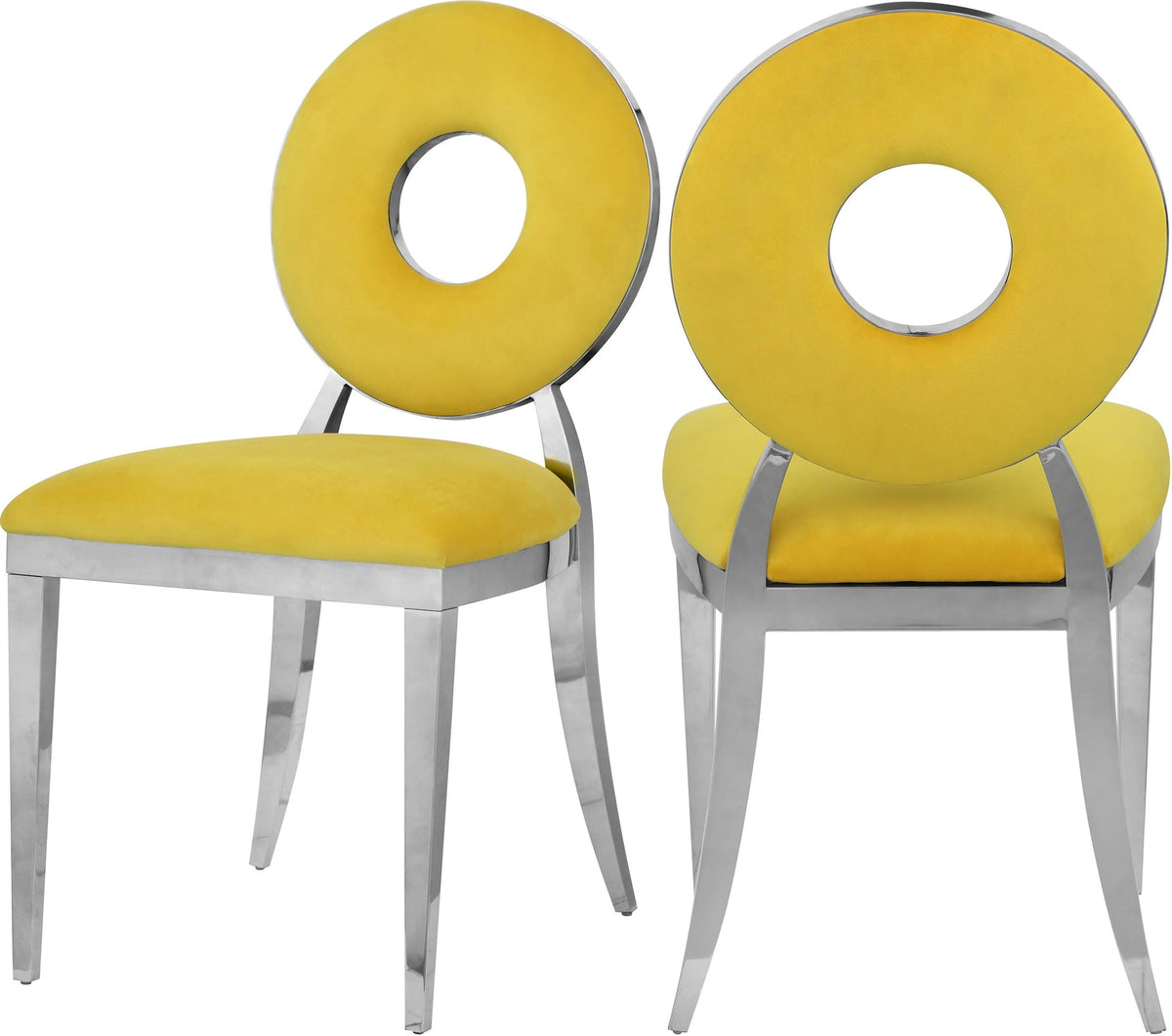 Carousel Yellow Velvet Dining Chair