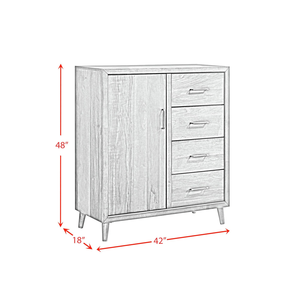 Malibu 4-Drawer Chest in Walnut