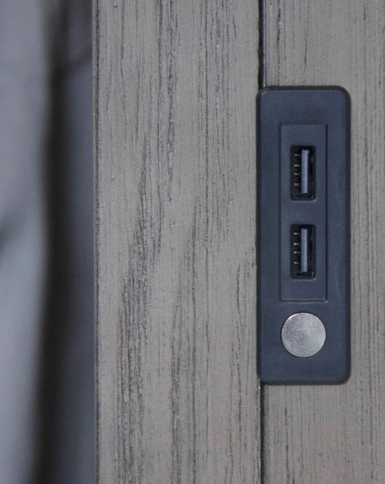 Elements International Kings Court King Panel Bed in Grey