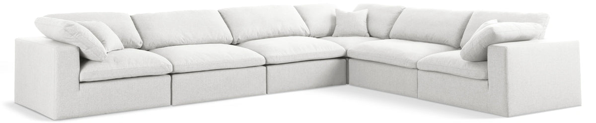 Serene Cream Linen Fabric Deluxe Cloud Modular Sectional