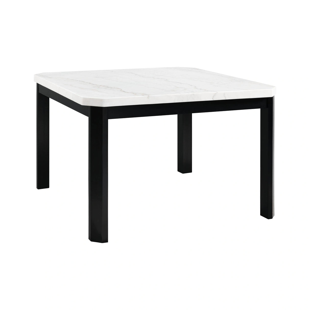 Francesca White Marble Square 5PC Counter Height Dining Set-Table & Four Grey Velvet Chairs