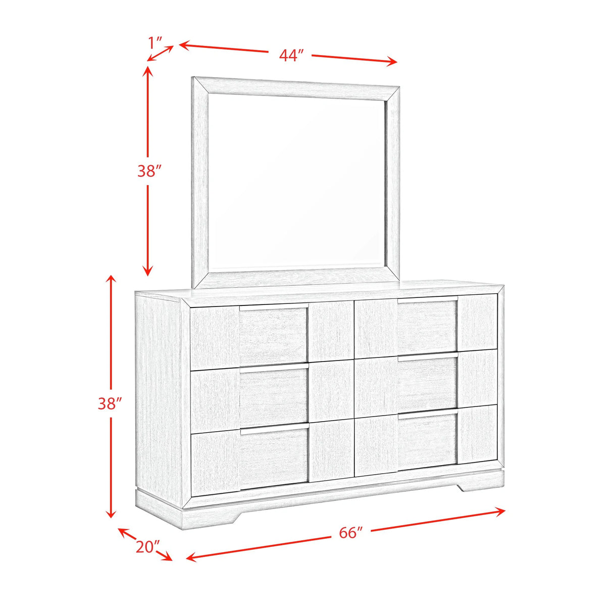 Kelis Dresser and Mirror Set in Grey