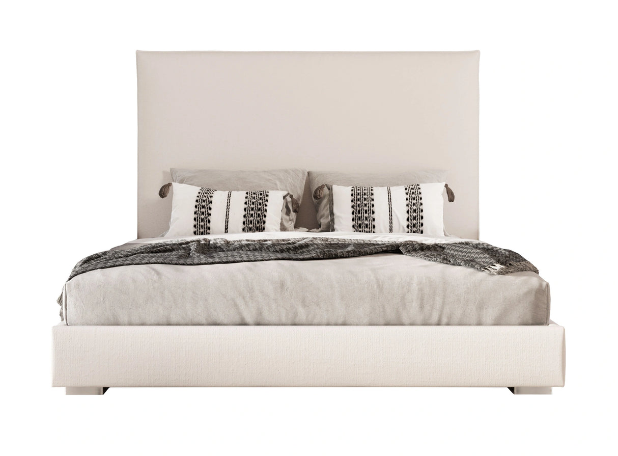 Sogno - Italian Modern Beige Fabric High Headboard Bed