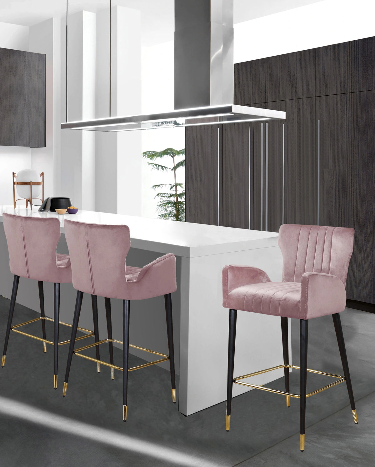Luxe Pink Velvet Stool