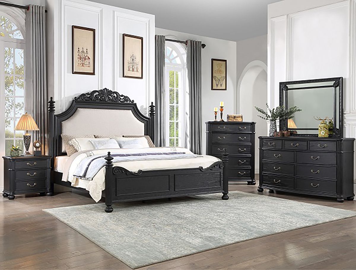 Crown Mark Furniture Kingsbury Queen Panel Bed in Black B1130-Q