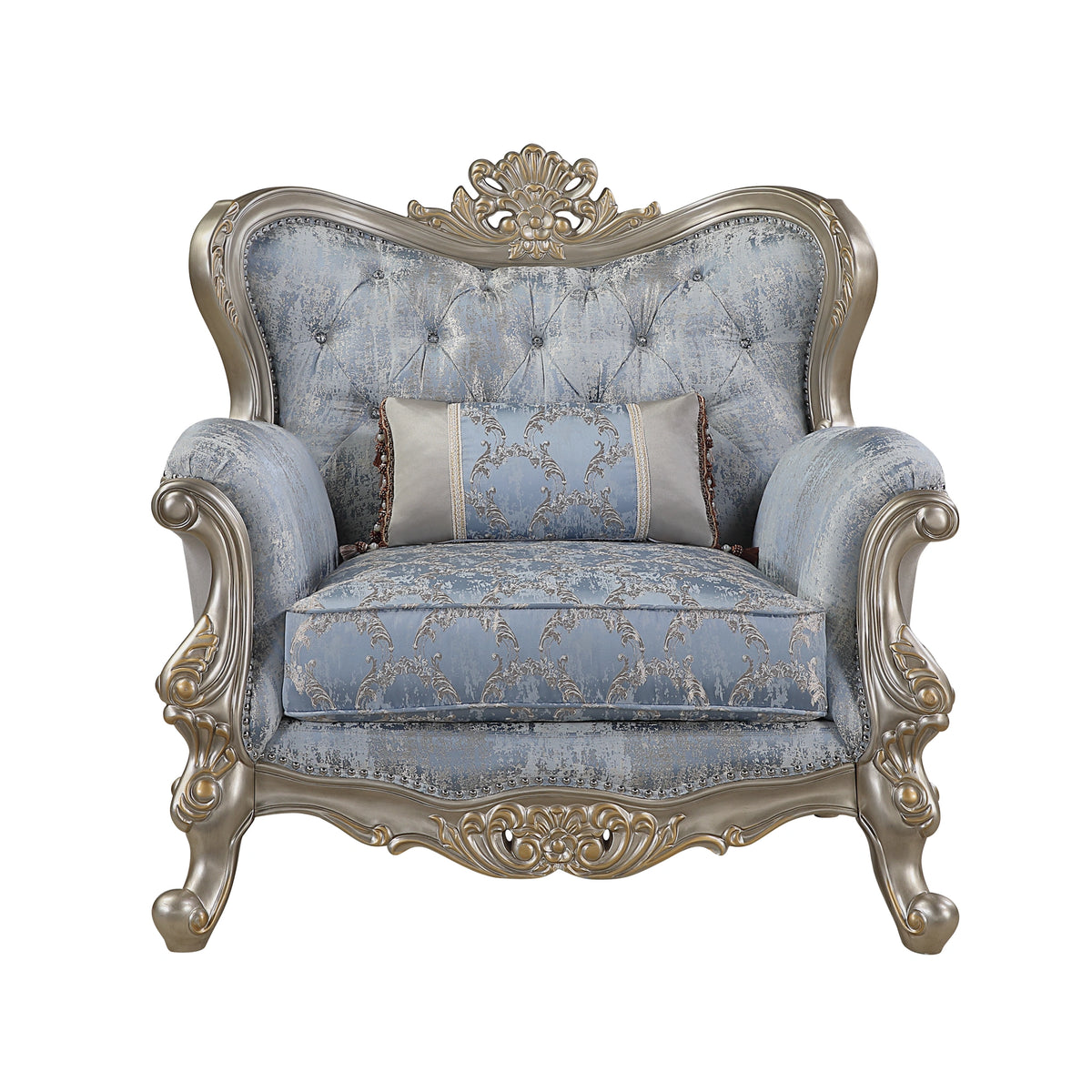 Royale Chair in Blue and Champagne
