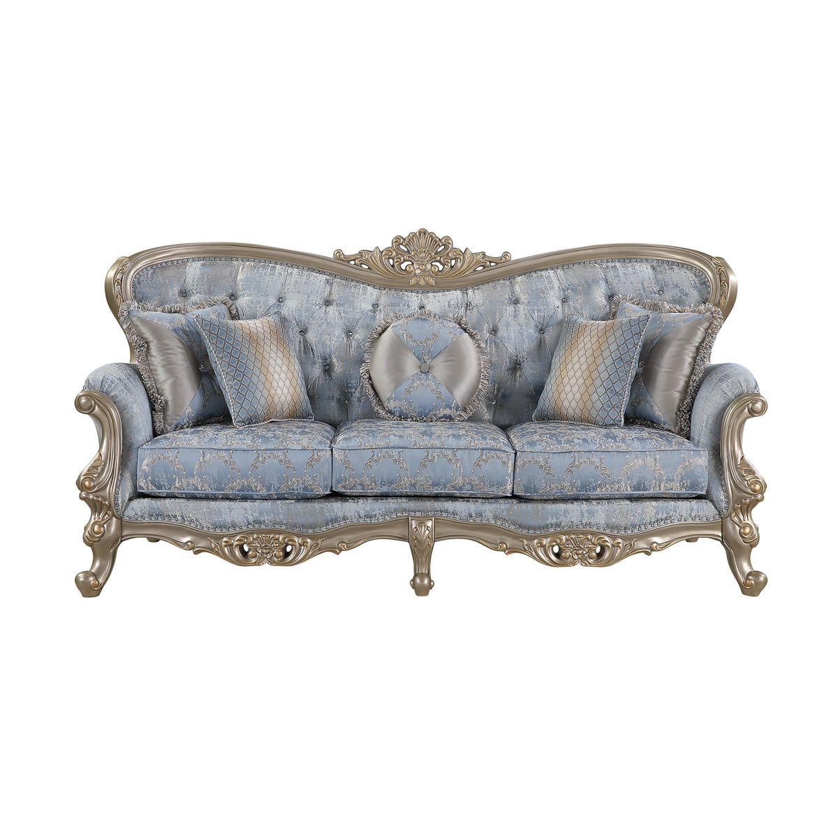 Royale Sofa in Blue and Champagne