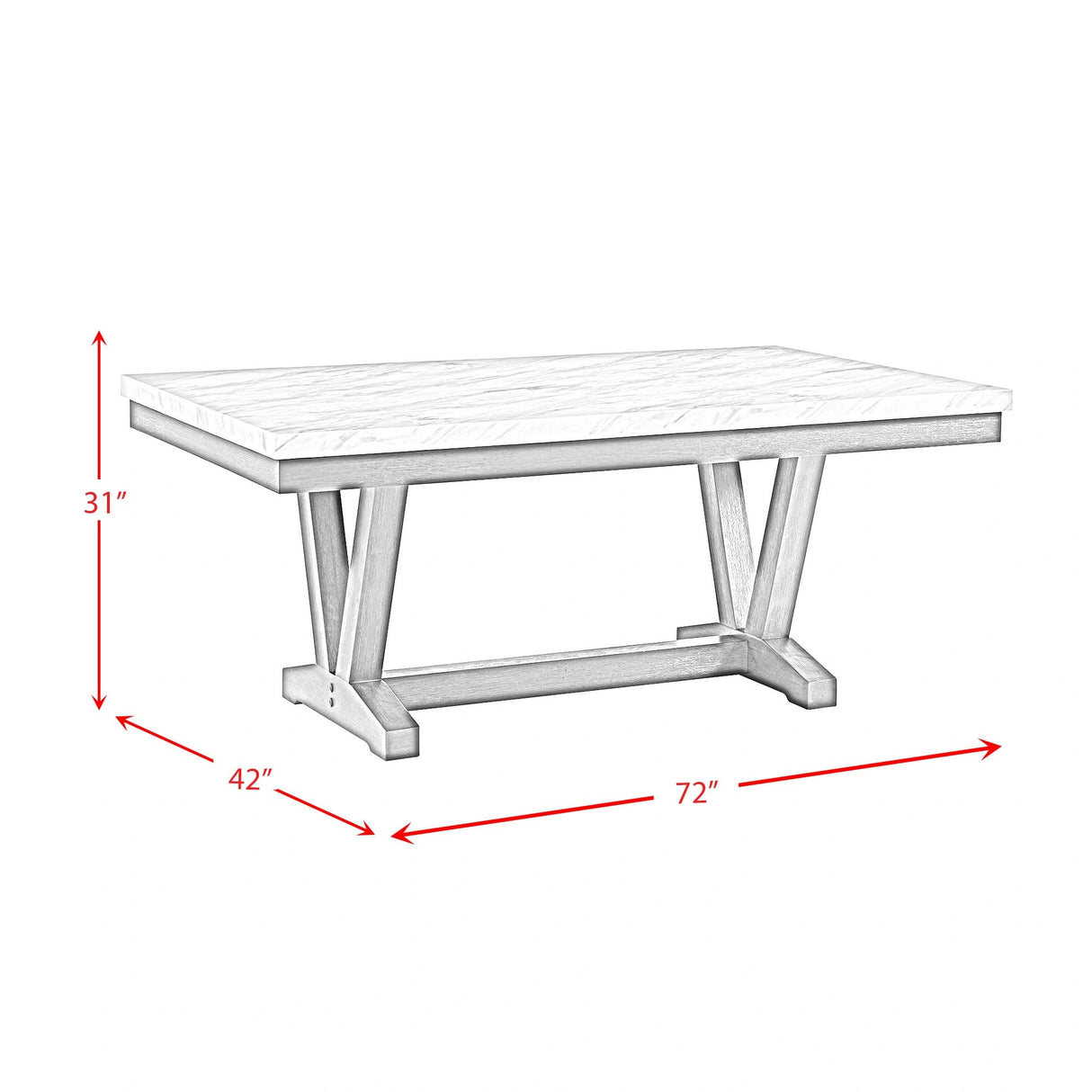 Everdeen Dining Table w/ White Faux Marble Top in Charcoal