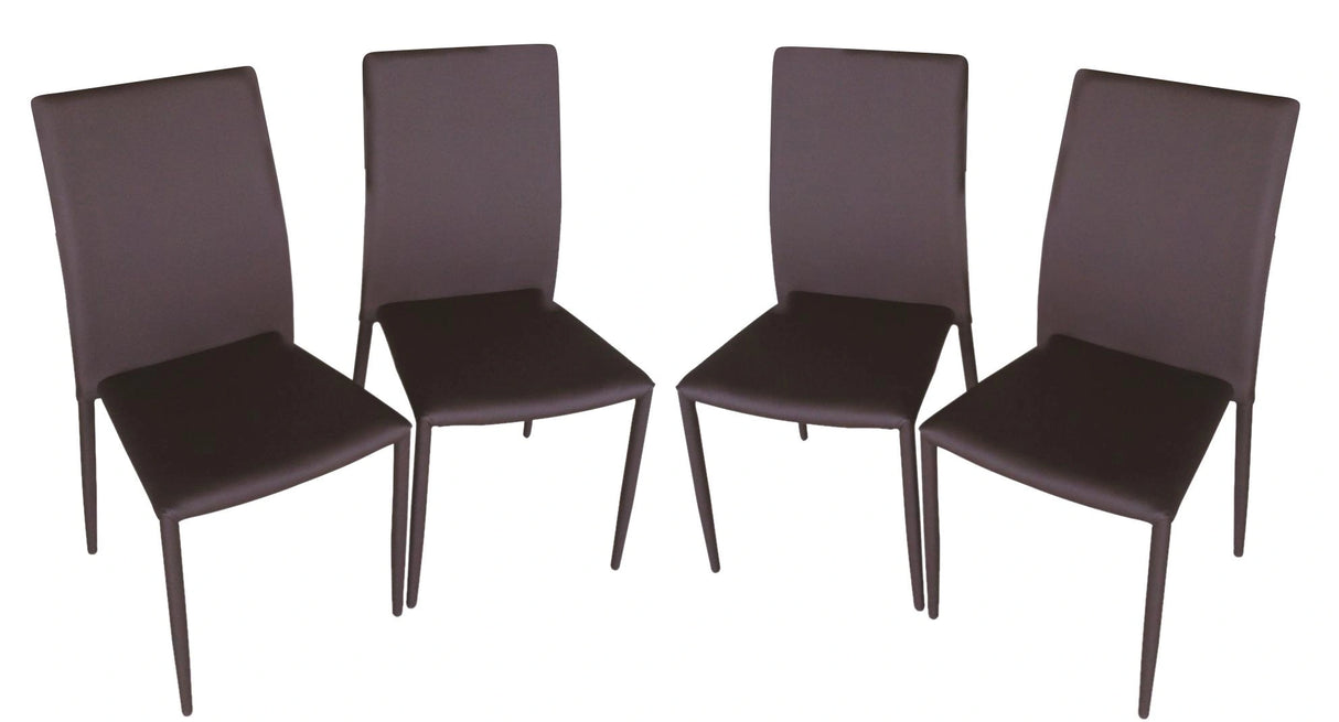 J&M DC-13 Leather Dining Chair in Brown (Set of 4)
