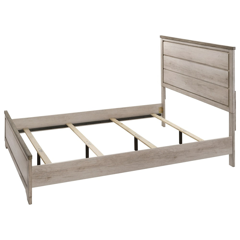 Crown Mark Patterson King Panel Bed in Driftwood Grey