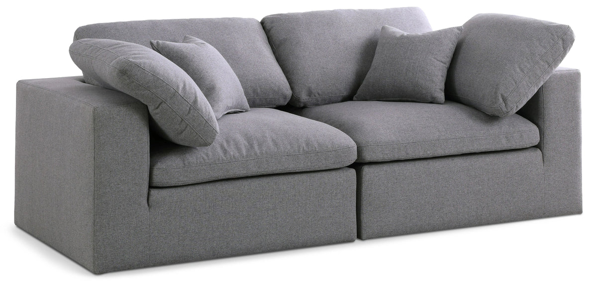 Serene Grey Linen Fabric Deluxe Cloud Modular Sofa