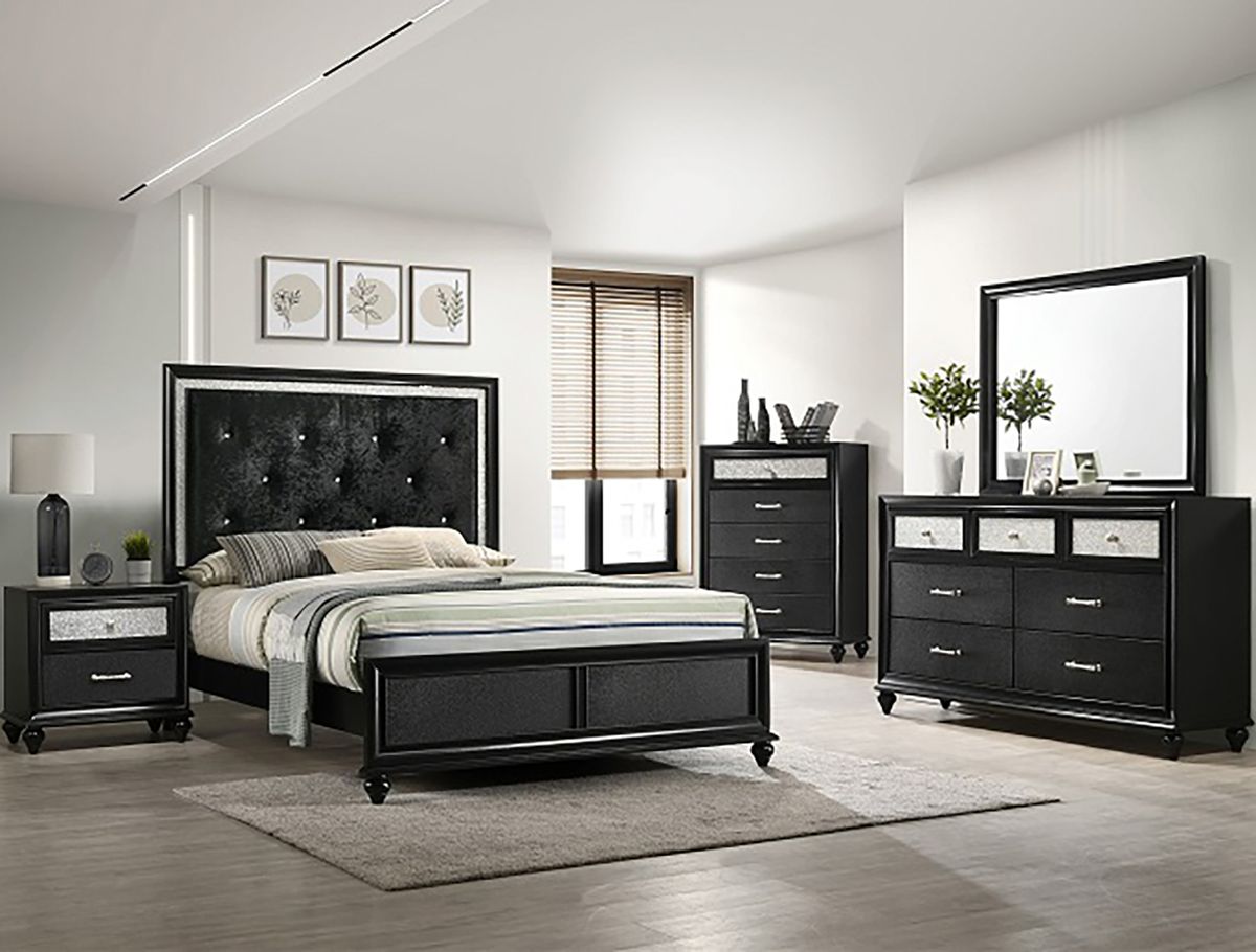Crown Mark Furniture Lila 2 Drawer Nightstand In Black