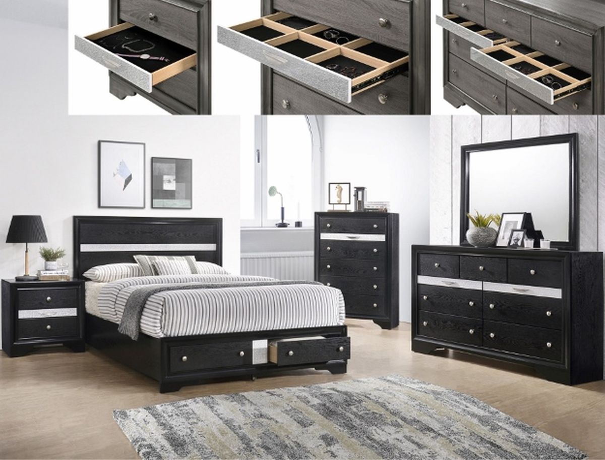 Crown Mark Regata Nightstand In Black