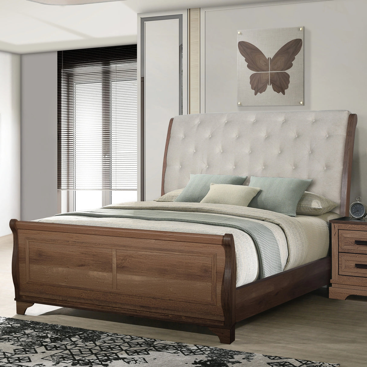 Coventry Hall 6/6 Ek Hb, Fb And Slats-Pecan