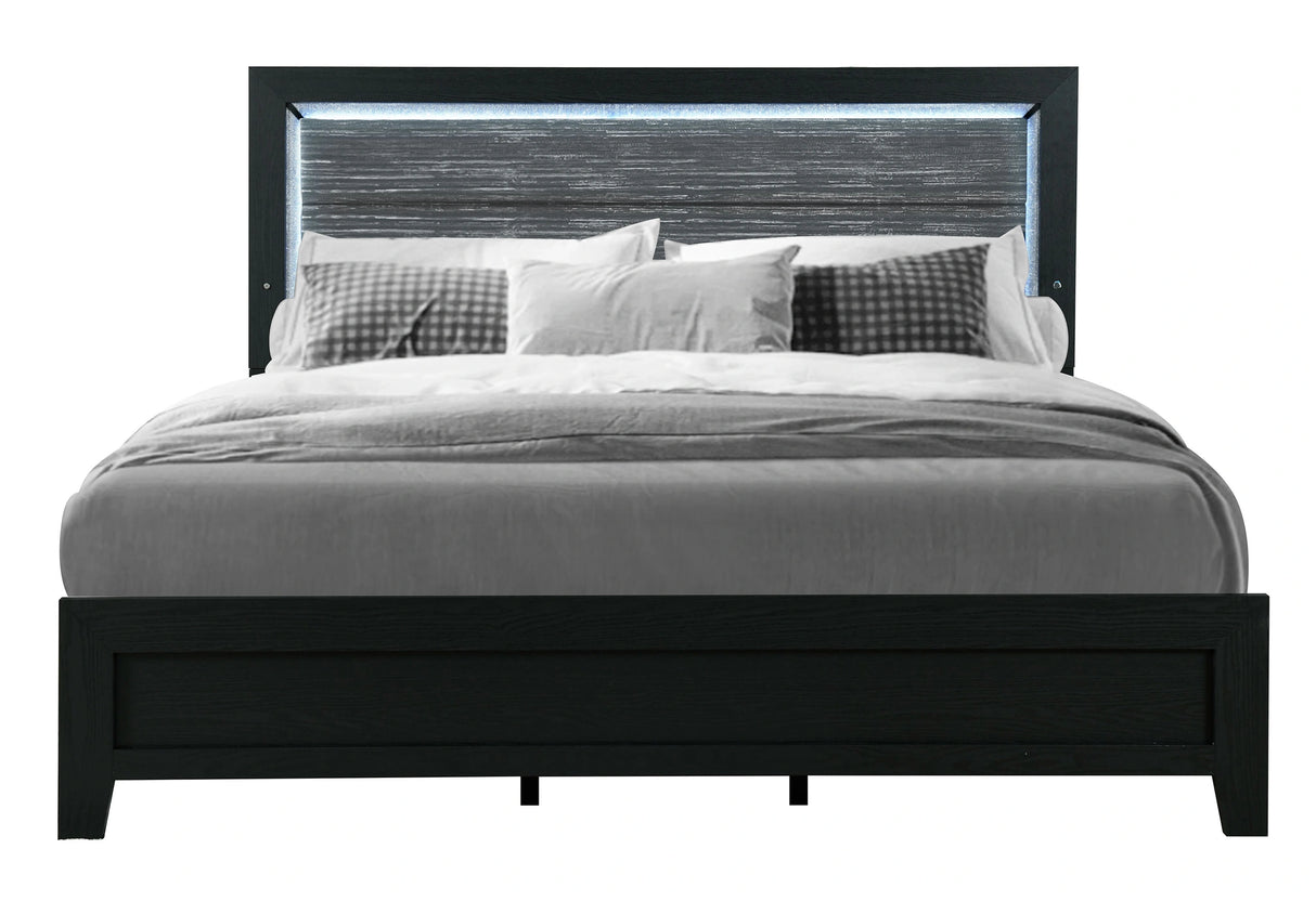 Reid Black Bed with LED