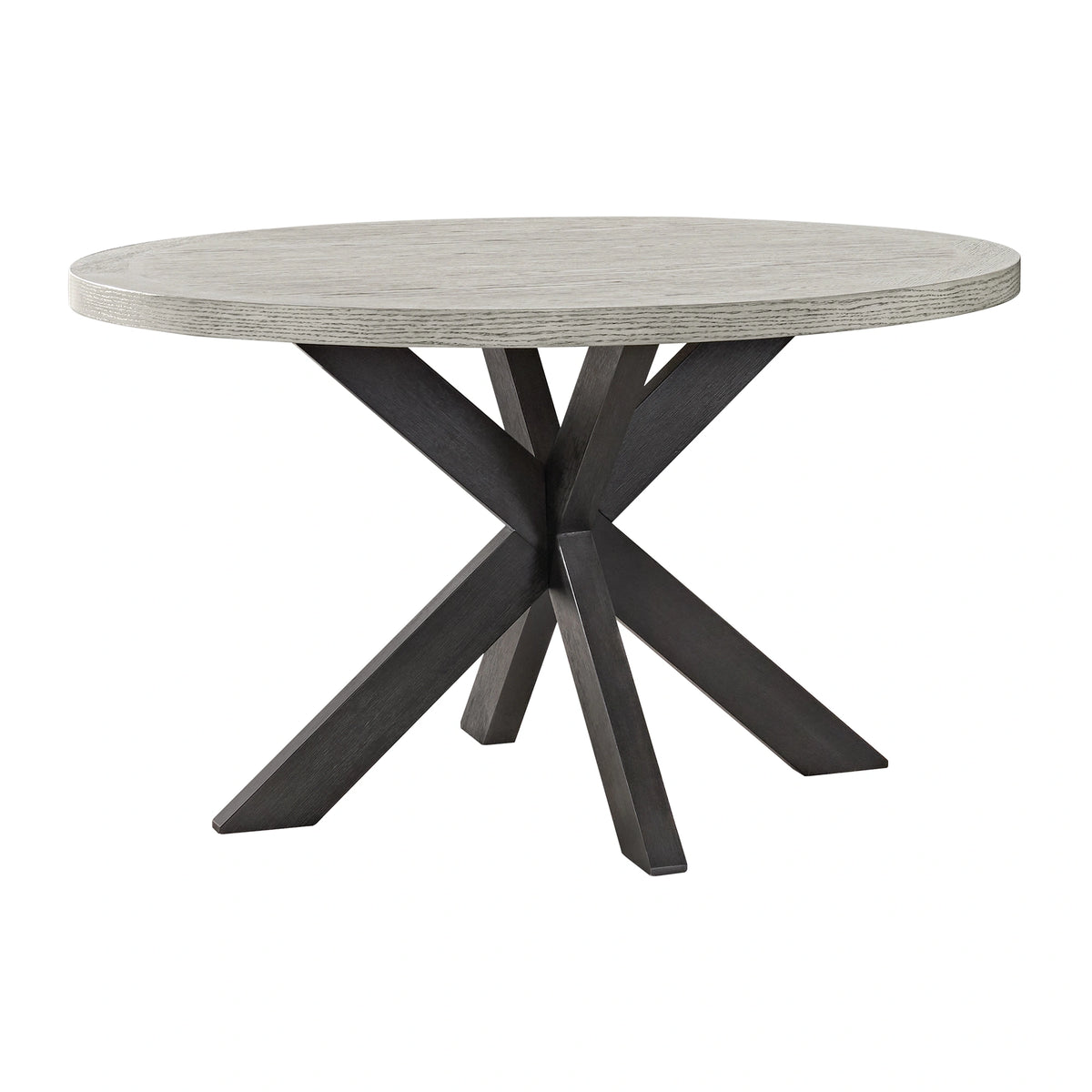 Axel 5PC Standard Height Dining Set in Espresso-Round Table and Four Light Grey Fabric Chairs