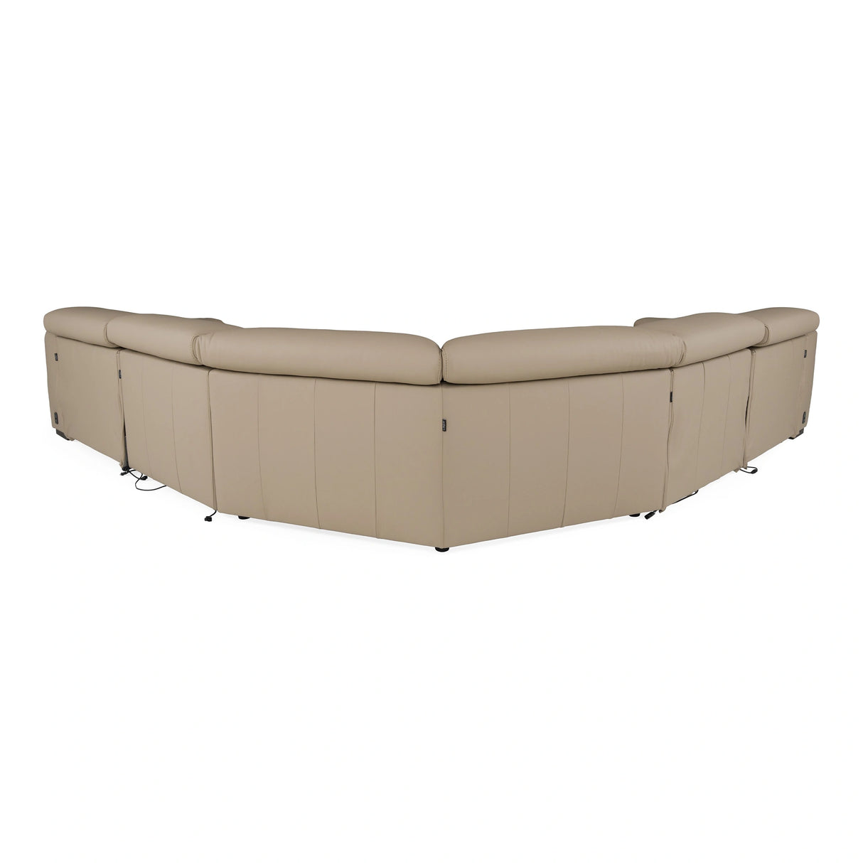 Carney - Modern Beige Leather Sectional Sofa + 3 Recliners