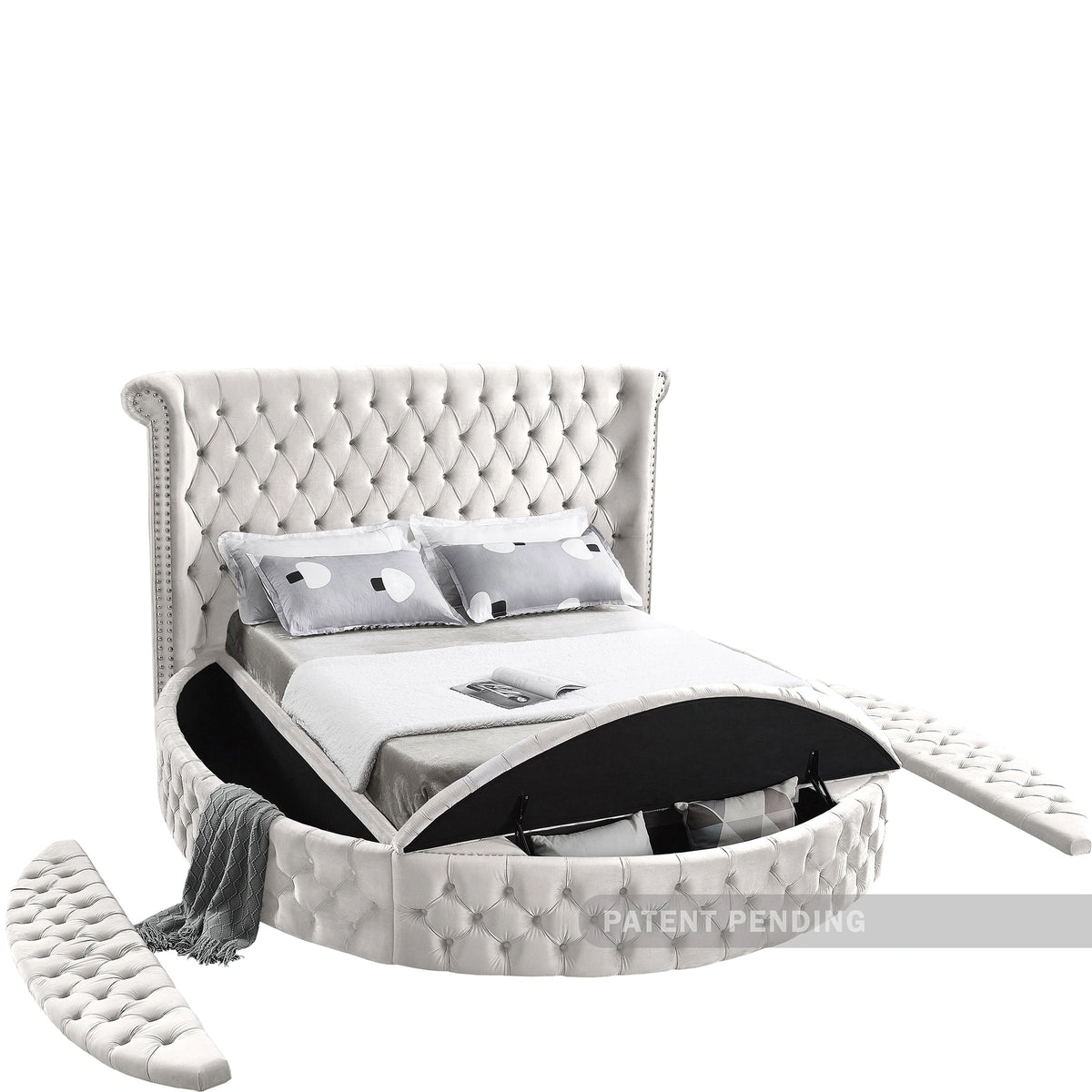 Luxus Cream Velvet Queen Bed (3 Boxes)