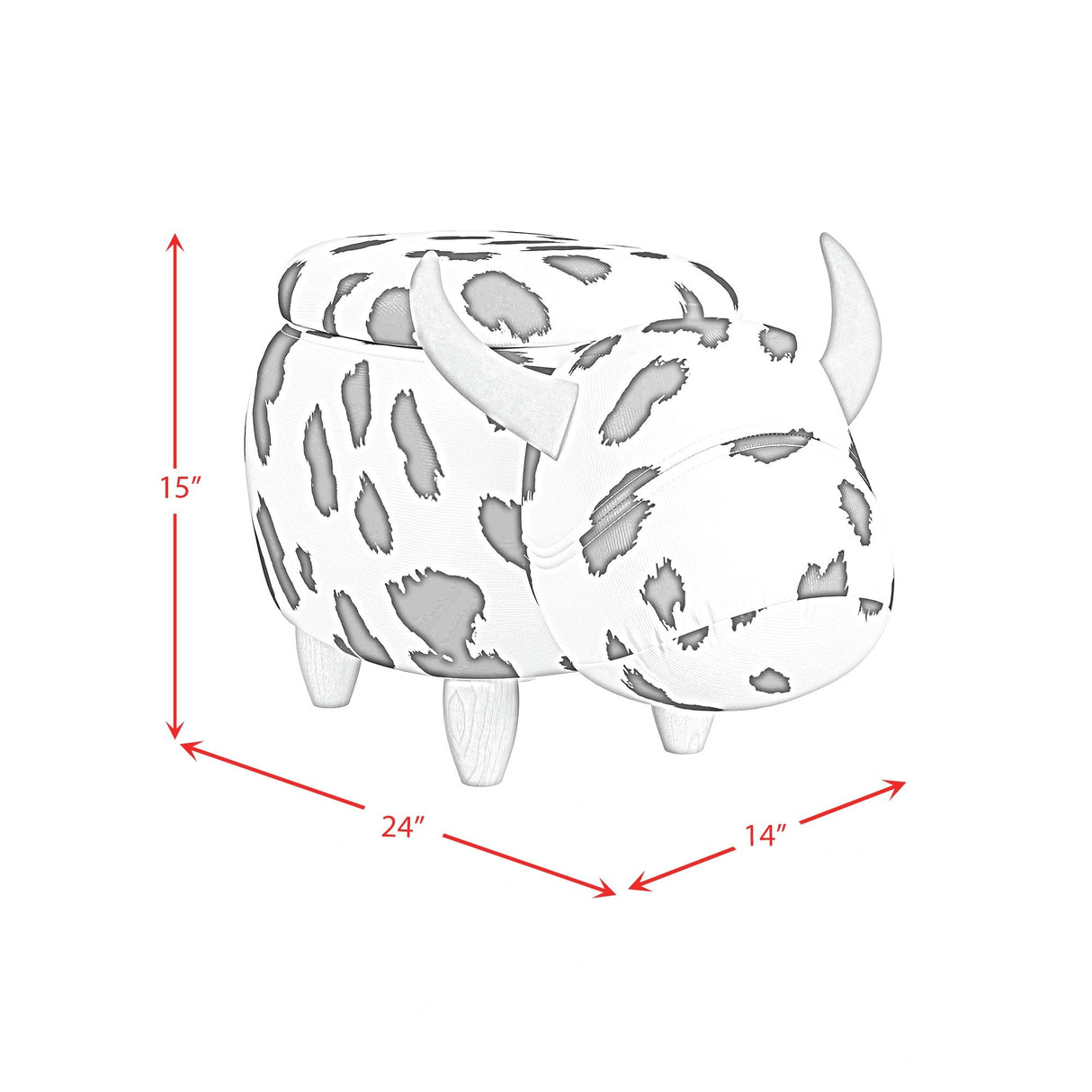 Cow Storage Stool in White and Black