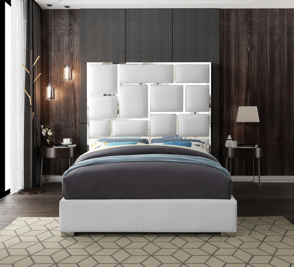 Milan White Faux Leather King Bed