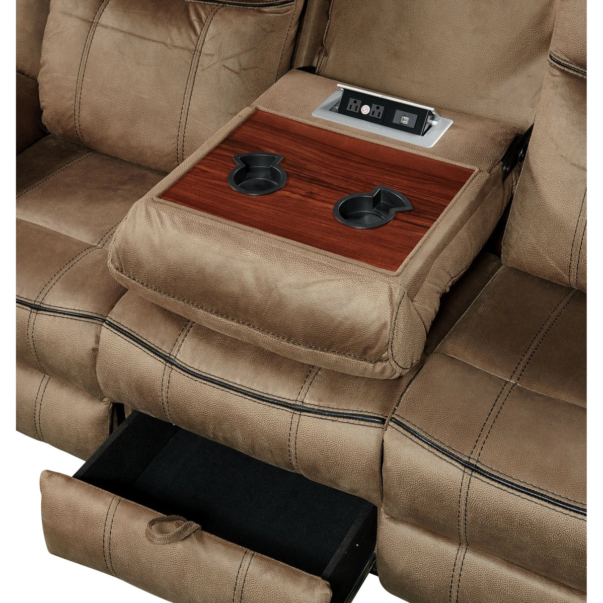 Sorrento Motion Sofa with Dropdown in T101 Brown