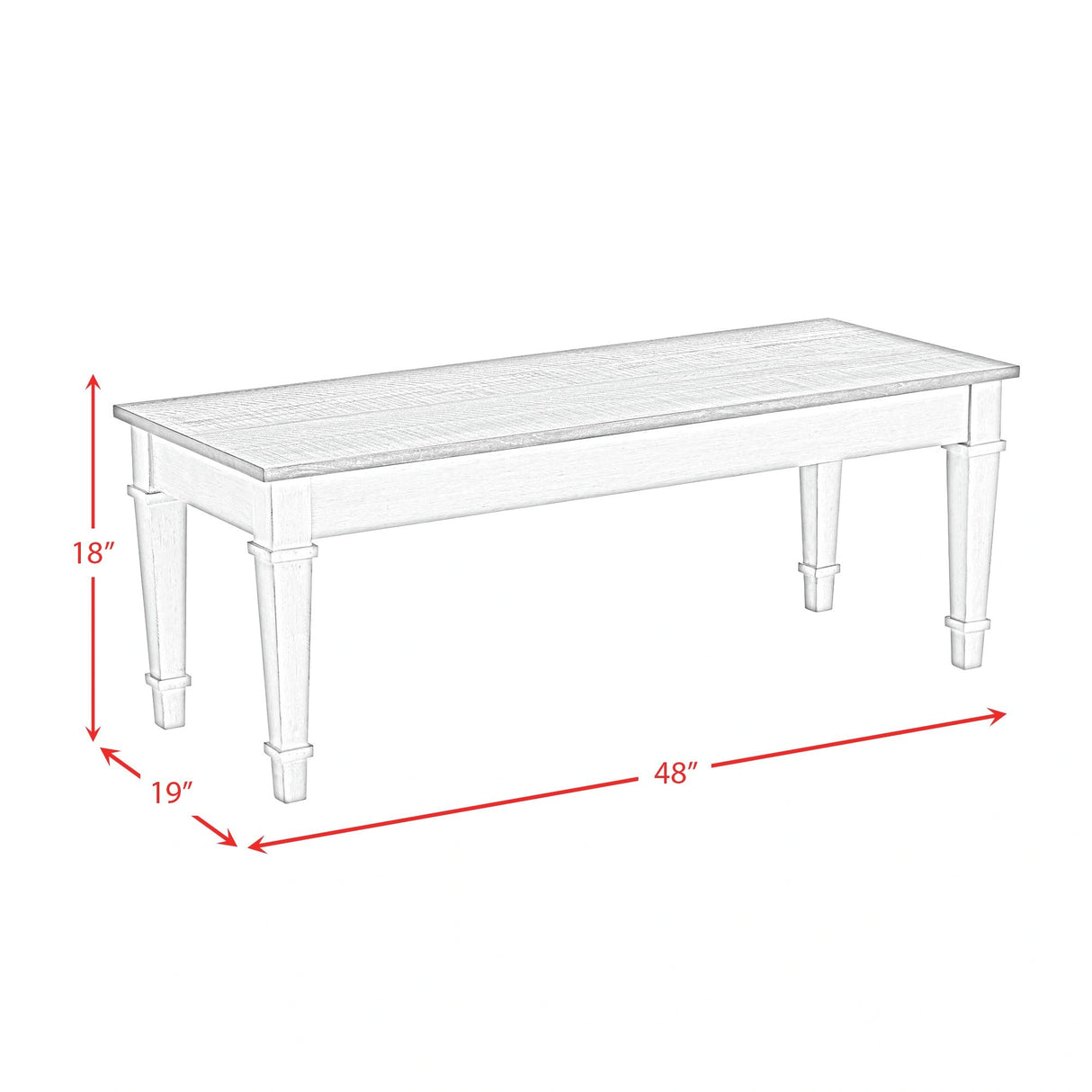 Farmington Storage Dining Bench in Medium Brown and Washed Stone