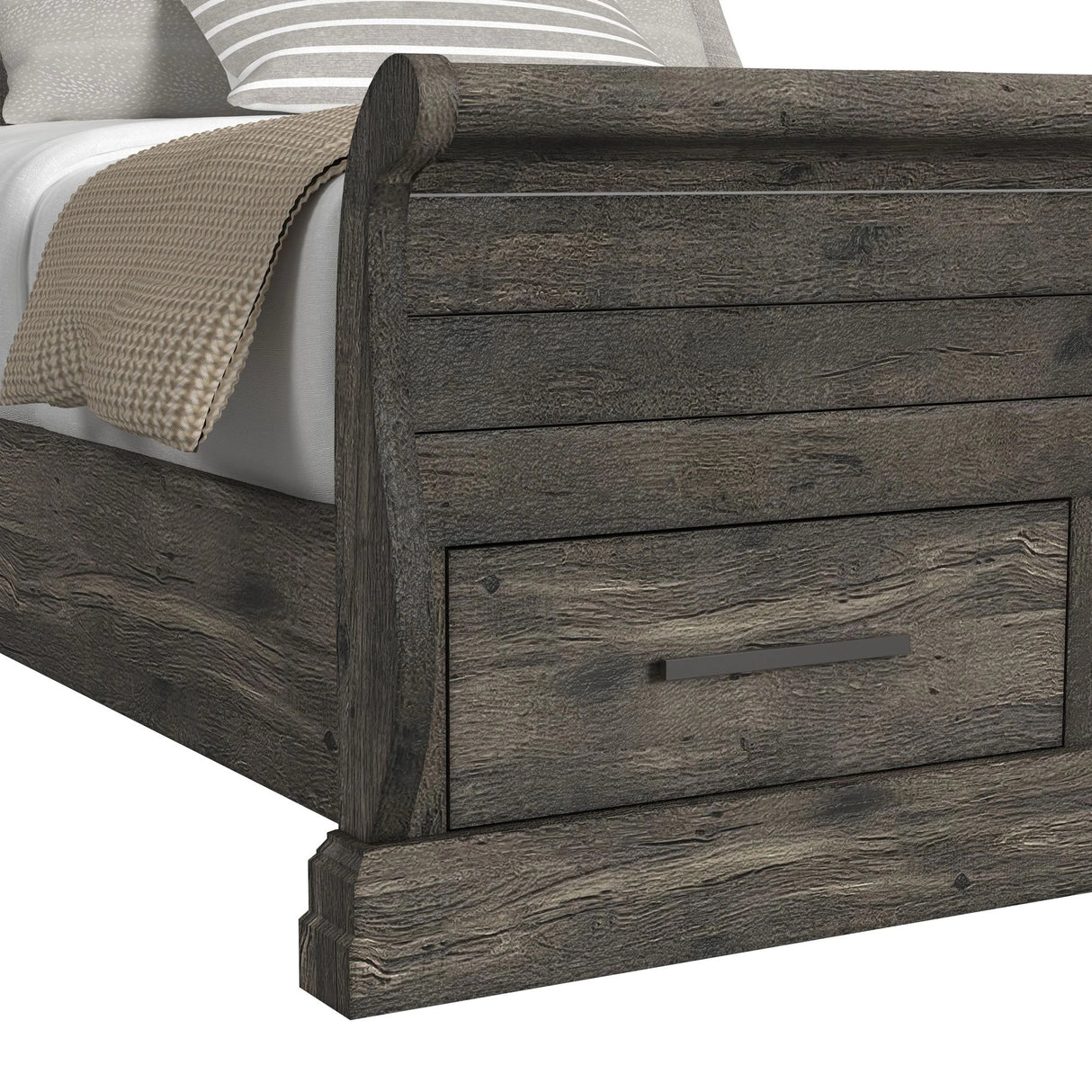 Park Ridge Sleigh Storage Bed in Charcoal