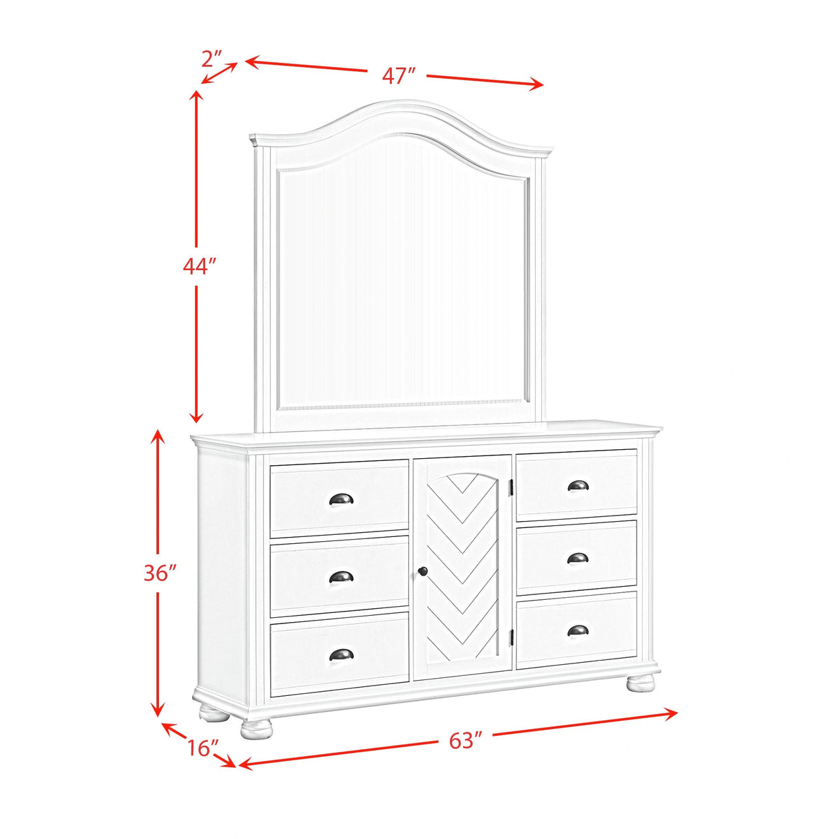 Kona Dresser and Mirror Set in White