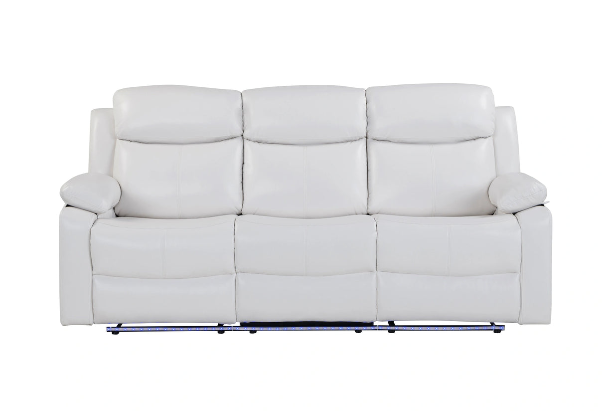 U6026 Blanche White Reclining Sofa with LED