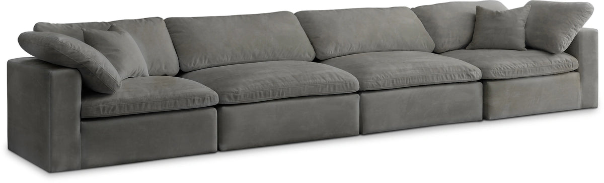 Cozy Grey Velvet Cloud Modular Sofa