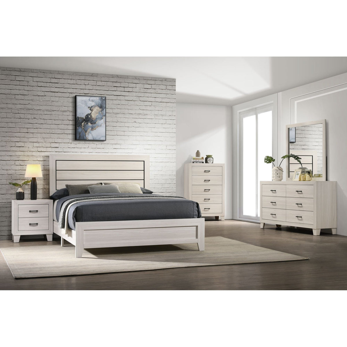 Elements International Makayla King Panel Bed in Natural