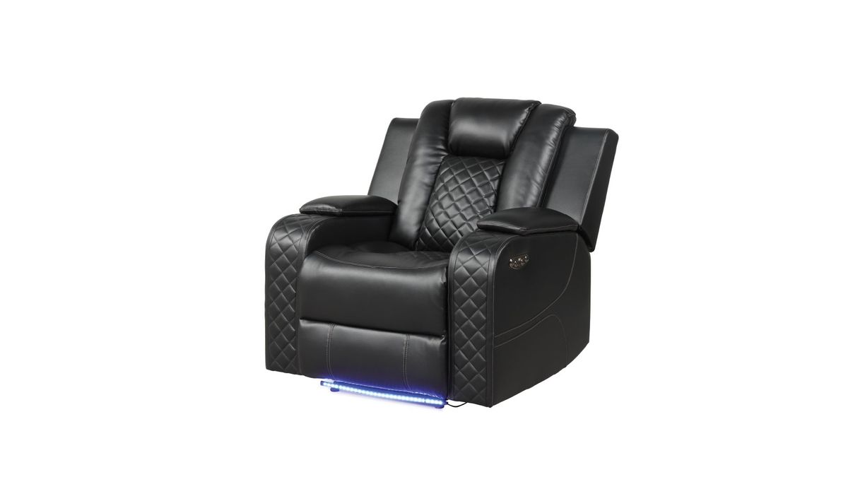 Galaxy Home Benz LED & Power Recliner Chair in Black - galleria furniture outlet