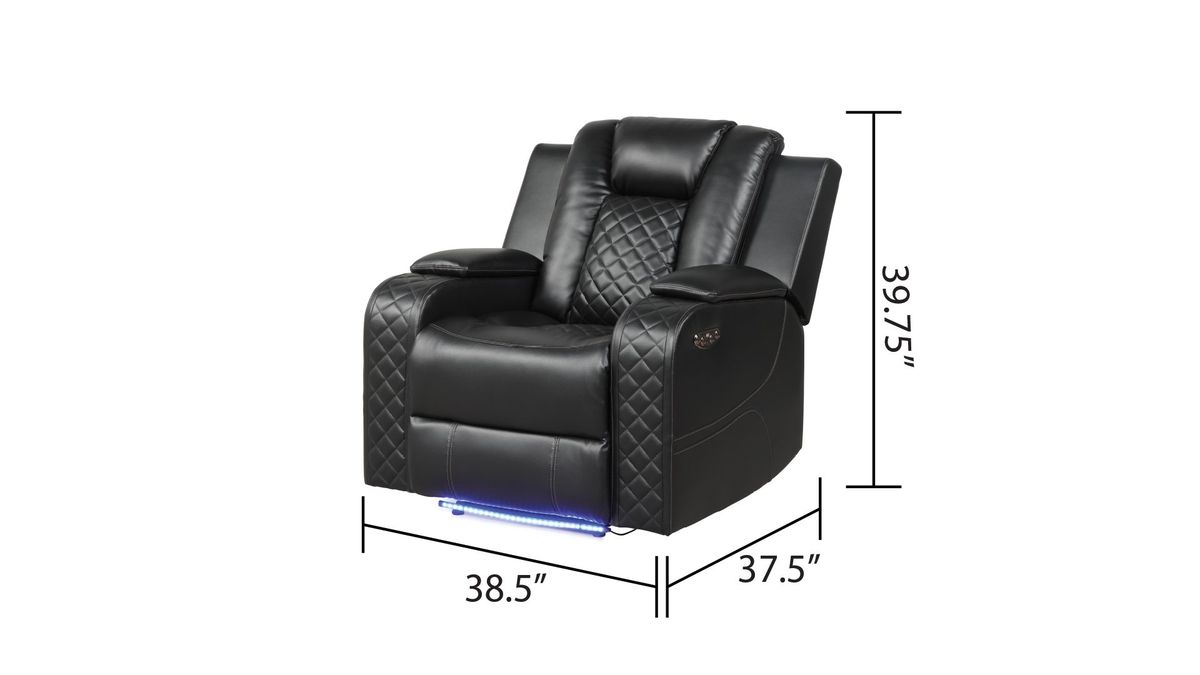 Galaxy Home Benz LED & Power Recliner Chair in Black - galleria furniture outlet