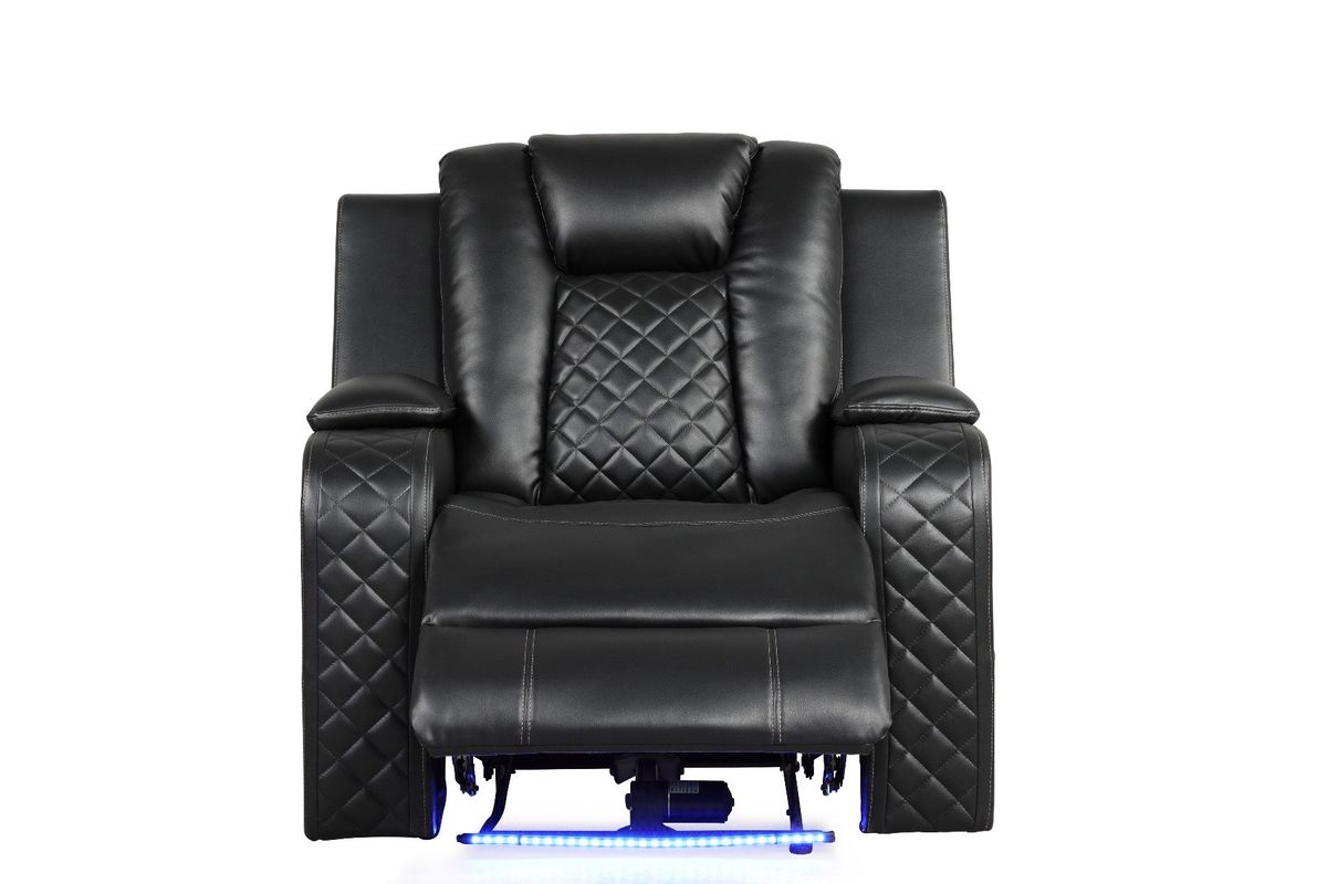 Galaxy Home Benz LED & Power Recliner Chair in Black - galleria furniture outlet