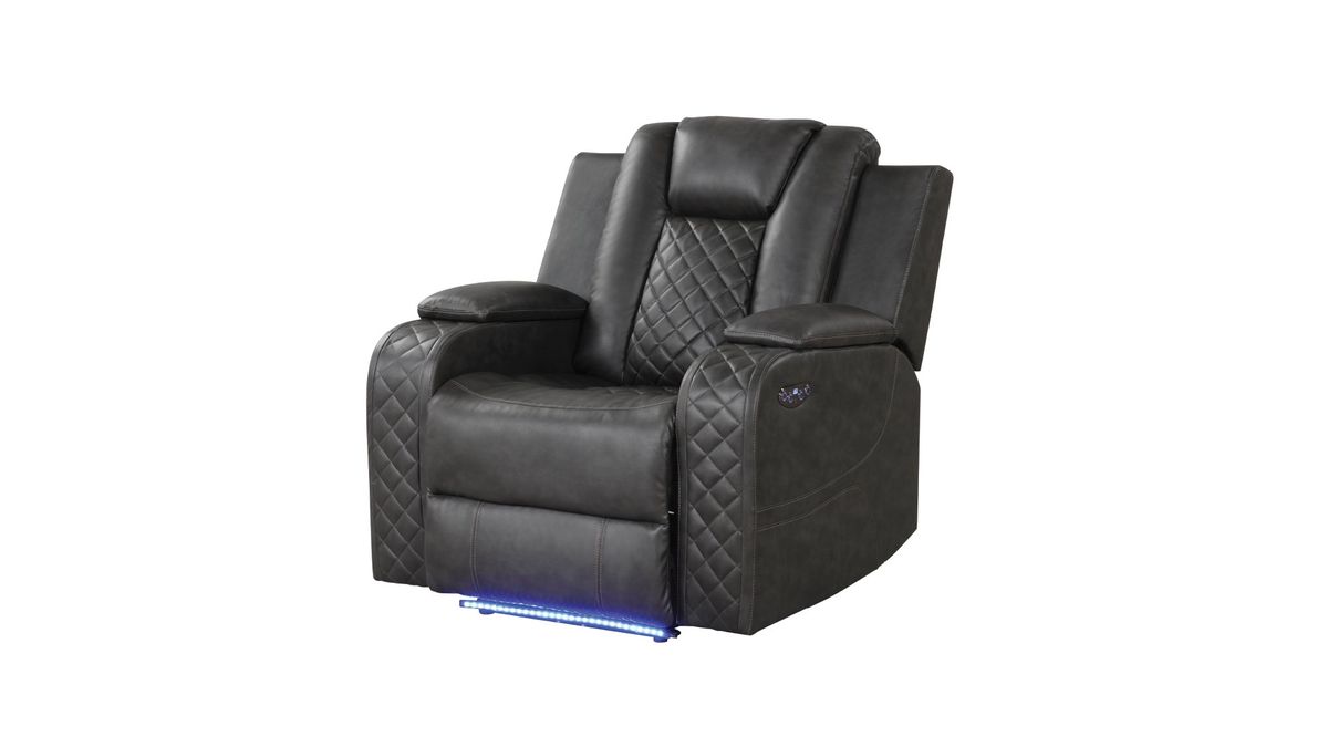 Galaxy Home Benz LED & Power Recliner Chair in Gray