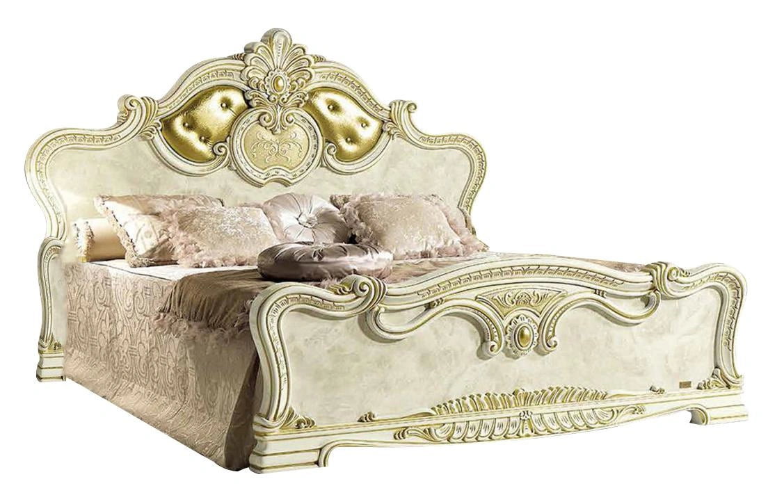 ESF Furniture Leonardo Queen Upholstered Panel Bed in Ivory