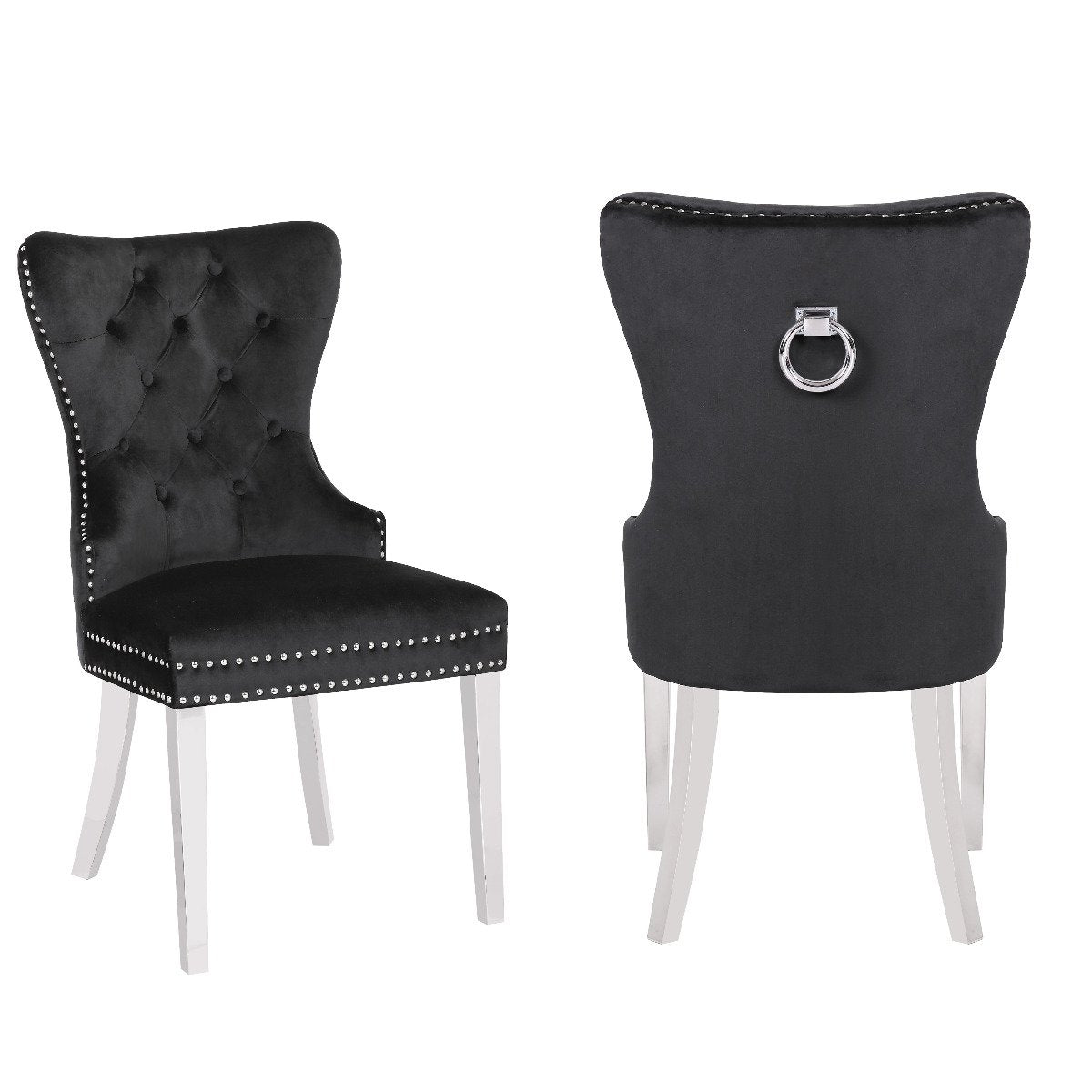 Galaxy Home Erica Stainless Steel Legs Dining Chair (Set of 2) in Black image