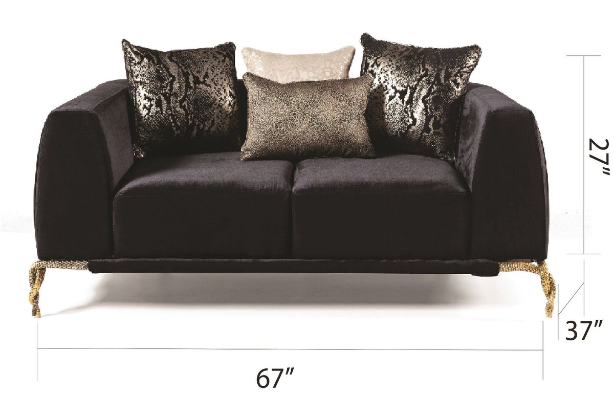 Galaxy Home Majesty Loveseat in Black - galleria furniture outlet