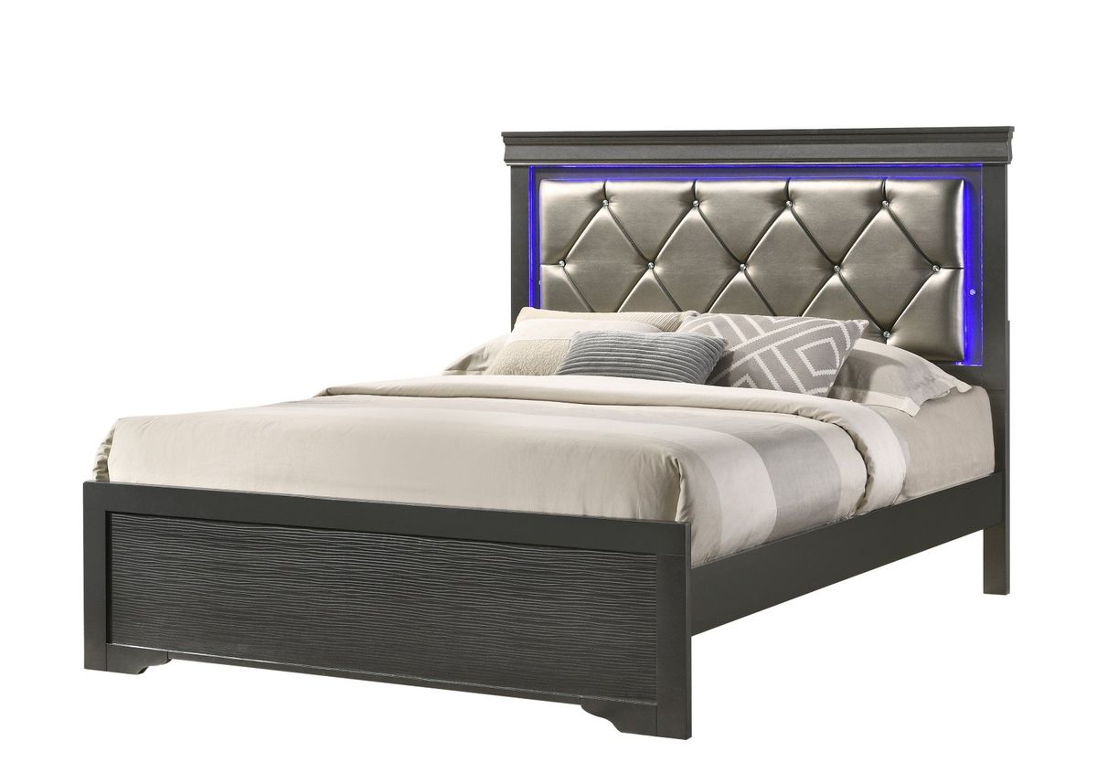 Galaxy Home Brooklyn Queen Bed in Gray - galleria furniture outlet