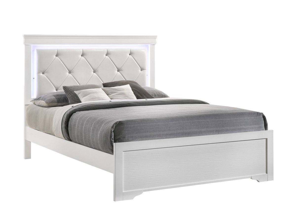 Galaxy Home Brooklyn Queen Bed in White - galleria furniture outlet