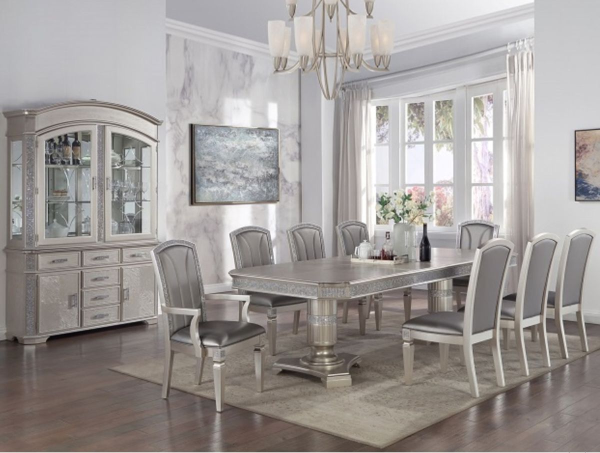 Crown Mark Klina Glam Dining Side Chair in Light Gray (Set of 2) image