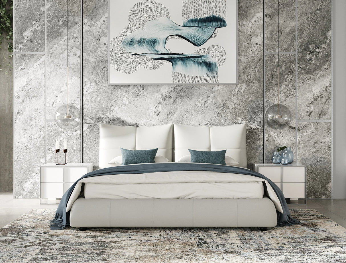 Patrick - Modern Light Grey Leather Bed