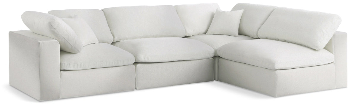 Serene Cream Linen Fabric Deluxe Cloud Modular Sectional