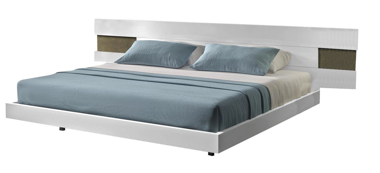 J&M Amora King Platform Bed in White Lacquer