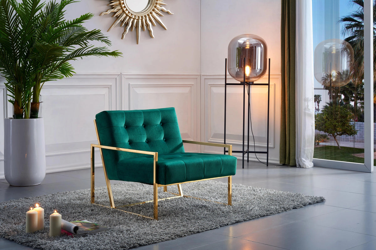 Pierre Green Velvet Accent Chair