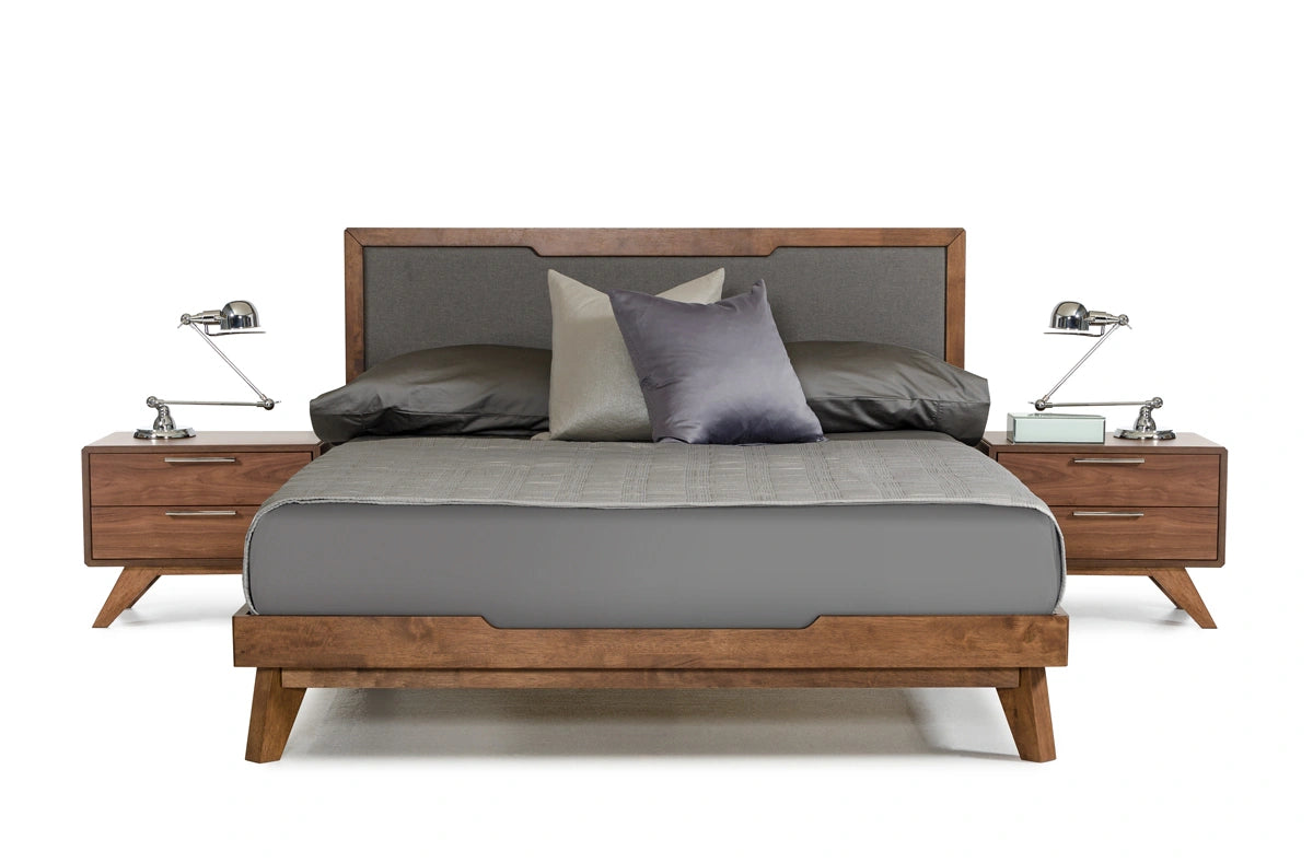 Soria Mid-Century Grey & Walnut Bedroom Set