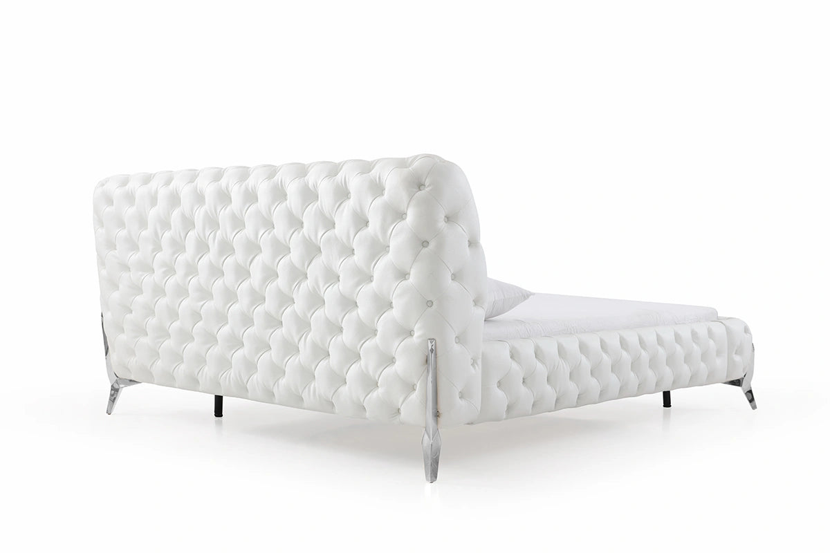 Legend Modern White Bonded Leather Bed