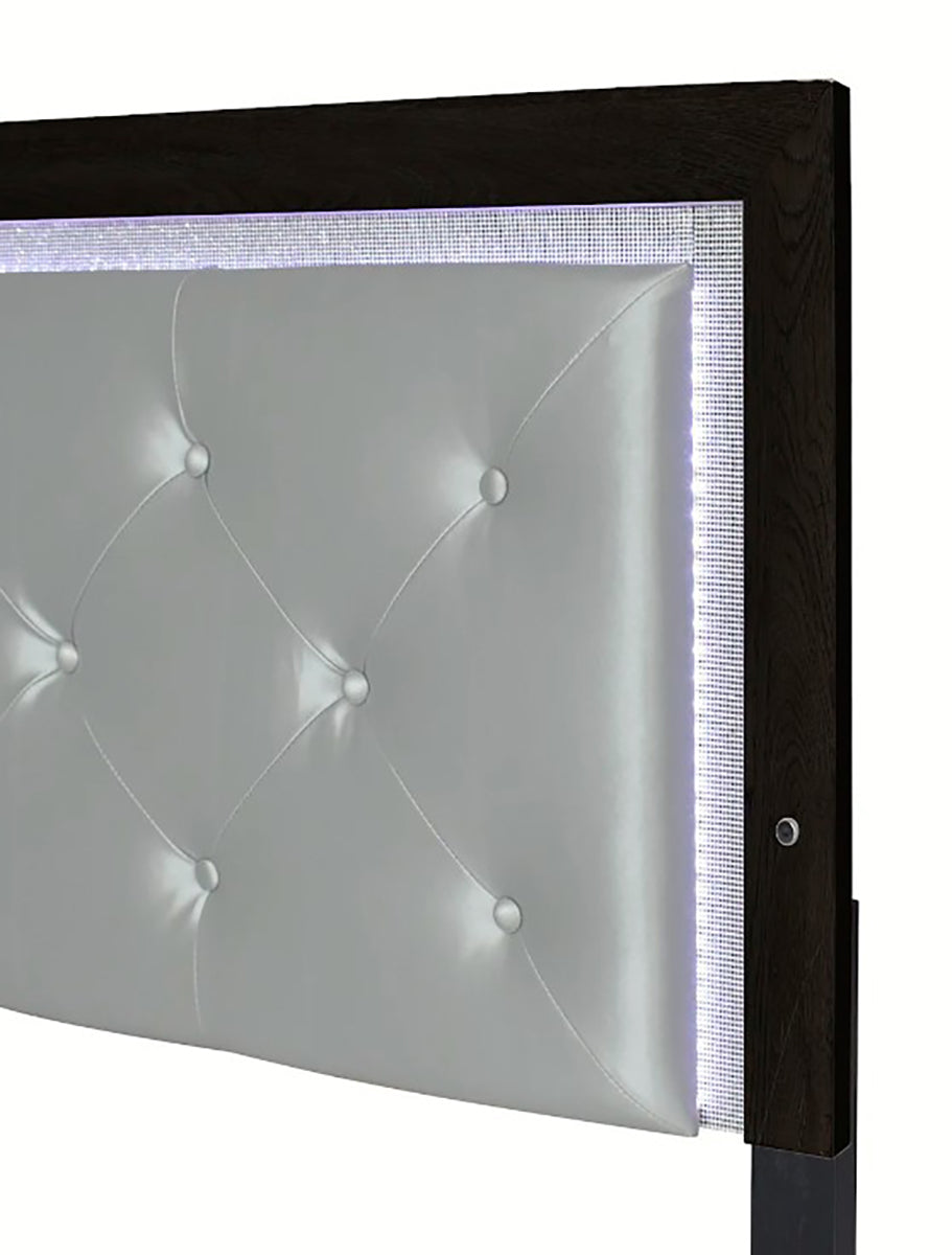 Crown Mark Furniture Jaylen King Upholstered Panel Bed in Black