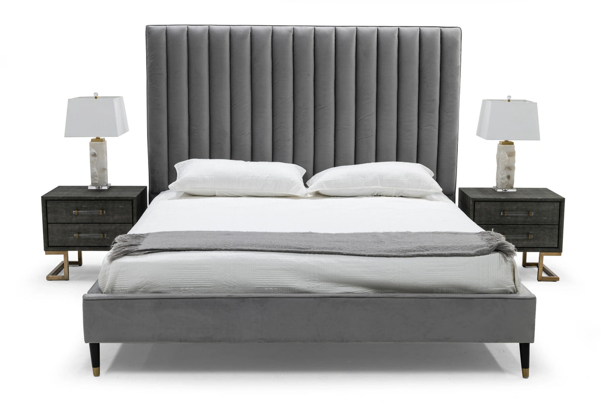 Hemlock - Modern Grey Velvet Bed